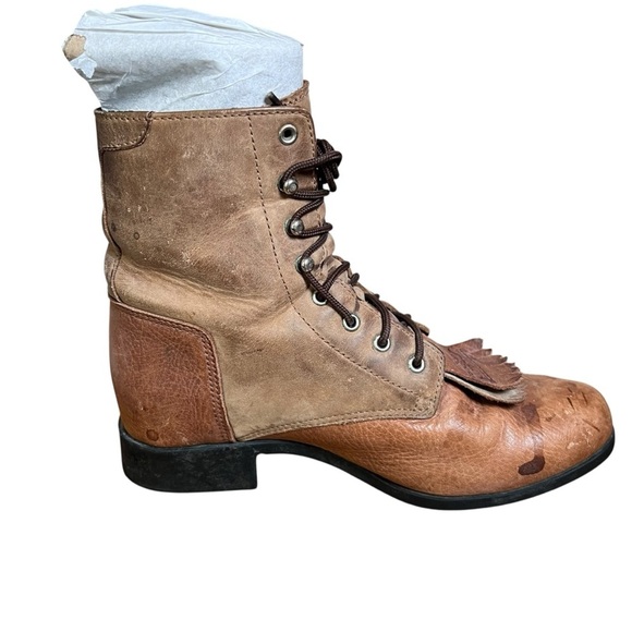 Ariat Heritage II Lacer Brown Leather Boots Kiltie Sz 6.5 Women Riding Booties - Picture 5 of 14